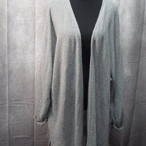 Cozy Gray Open Front Knit Cardigan – Women’s